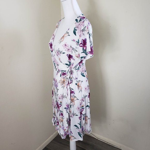 Real Clothing Summer Floral Wrap Dress White Small - Picture 7 of 11